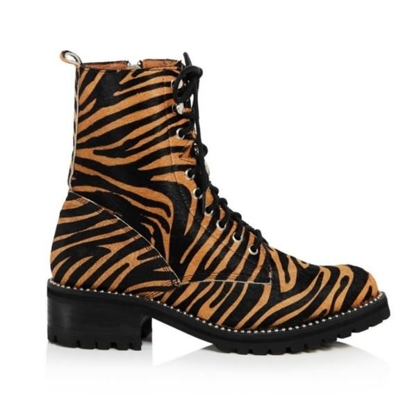 Aqua from Bloomingdales Jax Tiger Print Combat Boots NWB